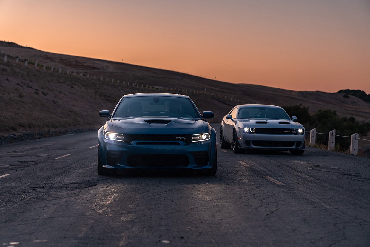 The Widebody on both the Dodge Charger (left) and Challenger (ri